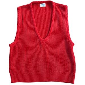 Vintage wrangler made in the USA sweater knit vest in bright red.